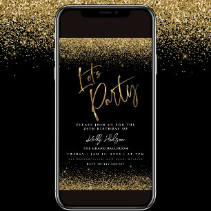 Invitation Faisons la fête Black Gold Anniversaire Flyer Invi