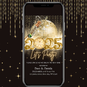 Invitation Faisons la fête Black Gold Nouvel An Eve 2025 Invi