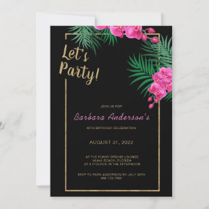 Invitation Faisons la fête Black Gold Tropical 40e anniversai