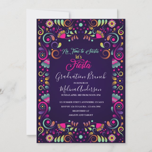 Invitation Faisons la fête brunch de fin d'études à l'aquarel (Devant)