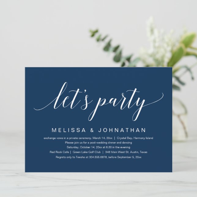 Invitation Faisons la Fête, Célébration de Mariage en Intime (Debout devant)
