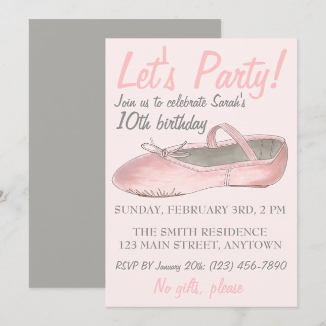 Invitation Faisons la fête ! Chaussure de ballet Ballerina de (Devant / Derrière)