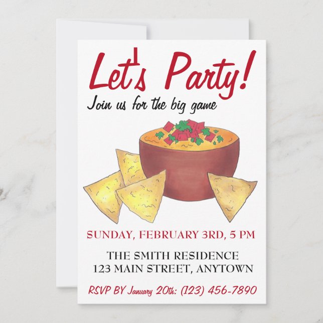 Invitation Faisons la fête ! Chips Nacho de jeu de football (Devant)
