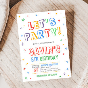 Invitation Faisons la fête colorée fête d'anniversaire