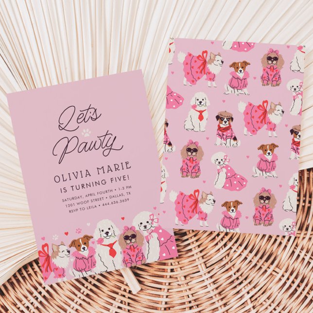 Invitation Faisons la fête des chiots de Pawty Girls' Anniver (Créateur téléchargé)