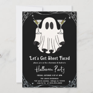 Invitation Faisons la fête d'Halloween Martini face à la feui