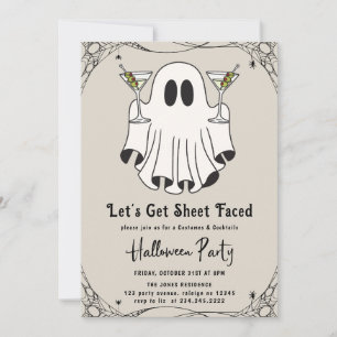 Invitation Faisons la fête d'Halloween Martini face à la feui
