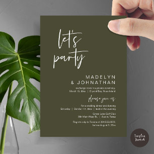 Invitation Faisons la fête, dîner d'Elopement Mariage et dans