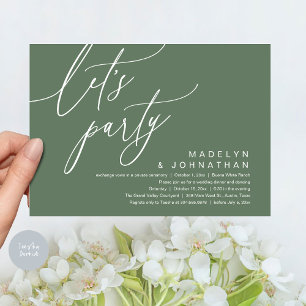 Invitation Faisons la fête, dîner Mariage romantique et danse