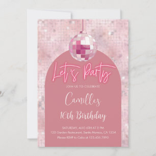 Invitation Faisons la fête Disco Ball Anniversaire