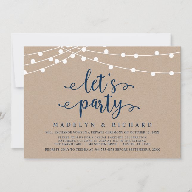 Invitation Faisons la fête, fête de l'Elopement Mariage I (Devant)