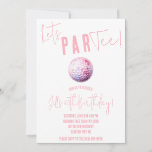 Invitation Faisons la fête ! Fête sur le thème de golf rose e