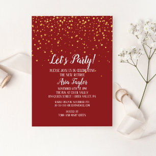 Invitation Faisons la fête Gold Confetti sur la retraite de B