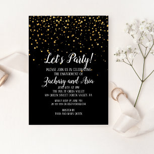 Invitation Faisons la fête Gold Confetti sur le Fiançailles n