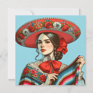 Invitation Faisons la Fête Groovy Fête Chapeau Mexicain 