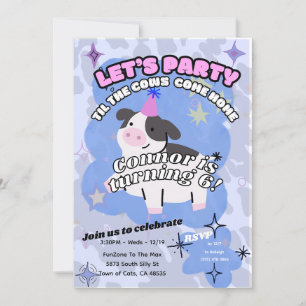 Invitation Faisons la fête jusqu'à ce que les vaches rentrent