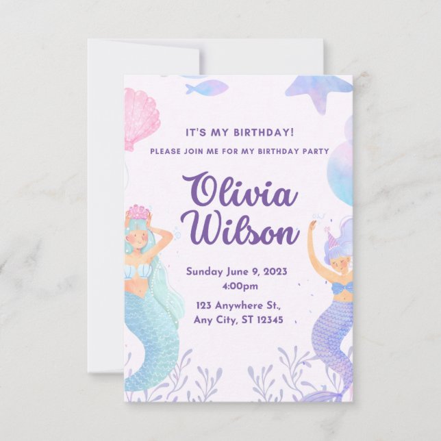 Invitation Faisons la fête les sirènes (Devant)