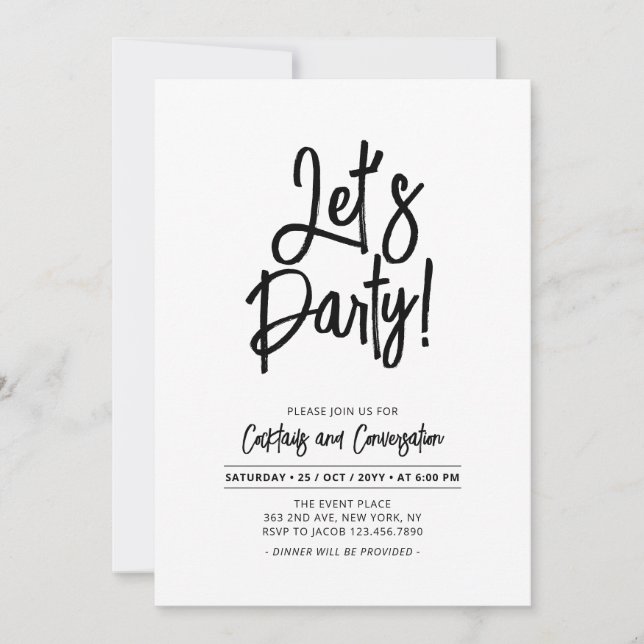 Invitation Faisons la fête | Script Chic N'Importe Quel Événe (Devant)