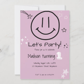 Invitation Faisons la fête souriant visage Anniversaire Invit