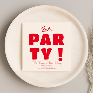 Invitation Faisons la fête ! Vibrant Gras typographie rouge A