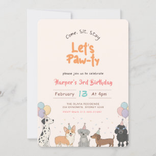 Invitation Faisons la Fête Watercolor Chiot Mignon Anniversai