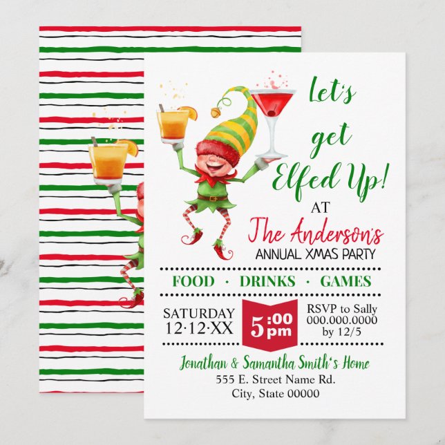 Invitation Faisons un bash de fête à Elfed Up (Devant / Derrière)