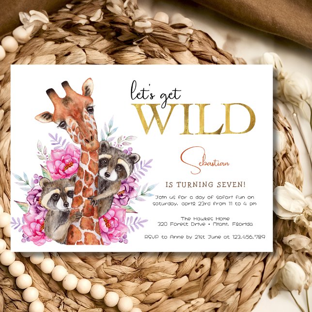 Invitation Faisons un safari sauvage animaux anniversaires de (Créateur téléchargé)