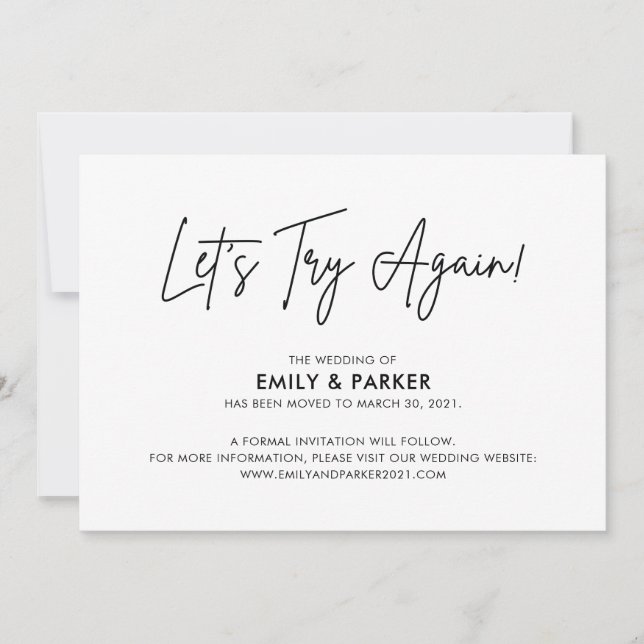 Invitation Faisons une autre tentative Annonce de report de m (Devant)