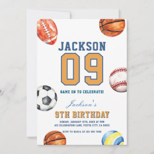 Invitation Faisons une Fête d'Anniversaire Multi-Sports