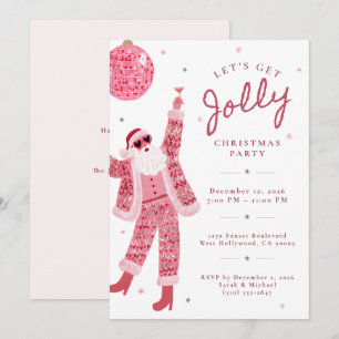 Invitation Faisons une Fête de Noël Rose Fantaisiste et Joyeu