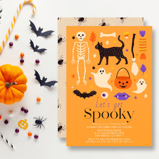 Invitation Faisons une fête Halloween orange épouvantable