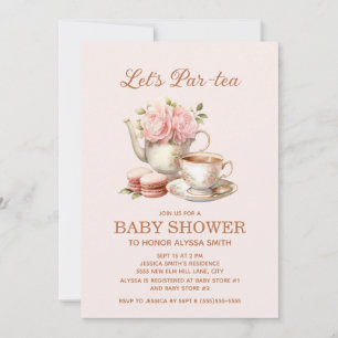 Invitation Faisons une fête 'Par-Tea' Fête du thé Rose Floral