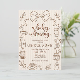 Invitation Fait Main Un Bébé Est En Train De Préparer Du Café