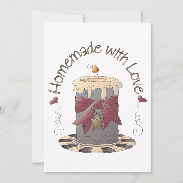 Invitation Fait Maison Avec Bougie D'Amour (Devant)