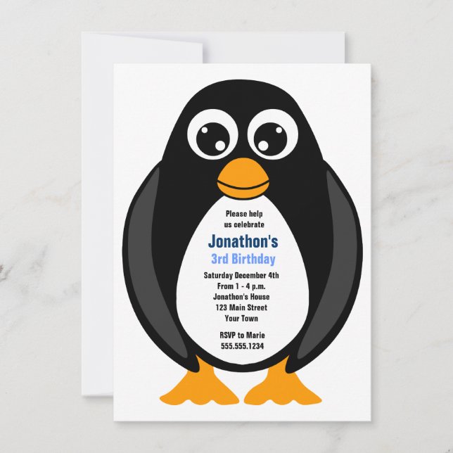 Invitation fait sur commande mignon de pingouin de (Devant)