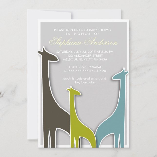 Invitation faite sur commande de douche de bébé de (Devant)