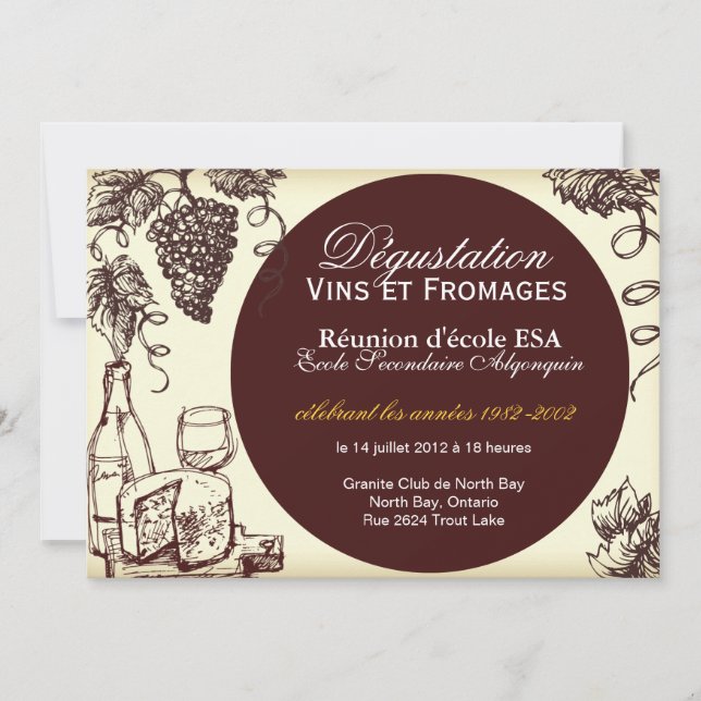 Invitation faite sur commande de vin et de fromage (Devant)