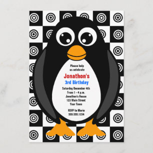 Invitation faite sur commande mignonne de pingouin