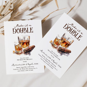Invitation Faites-en un double Whisky Adulte Anniversaire Con