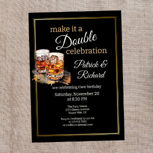 Invitation Faites-en une double célébration Black Whiskey Gla