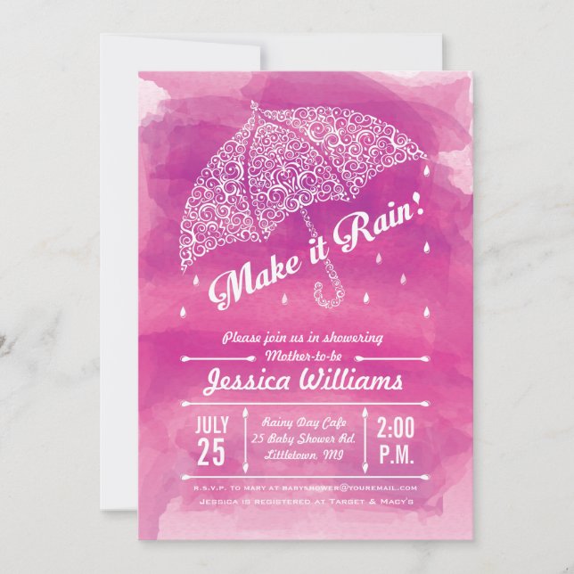 Invitation Faites-lui le rose d'invitation de douche (Devant)