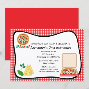 Invitation Faites votre propre fête d'anniversaire à la pizza