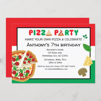 Invitation Faites votre propre fête d'anniversaire de pizza