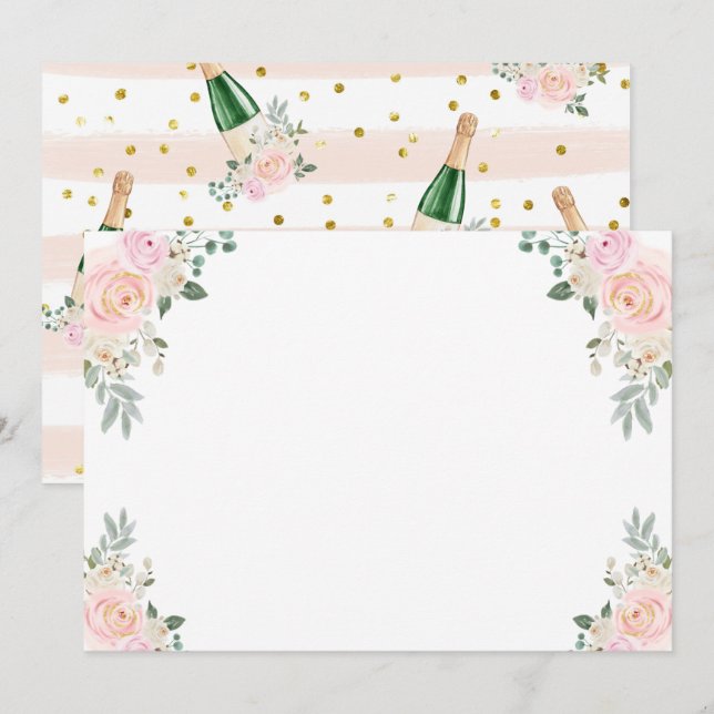 Invitation Faites votre propre jeu Champagne Floral (Devant / Derrière)