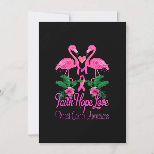 Invitation Faith Hope Love Flamant rose Ruban Cancer du sein  (Devant)
