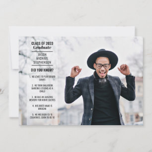 Invitation Faits amusants 2 photo moderne tendance diplôme de
