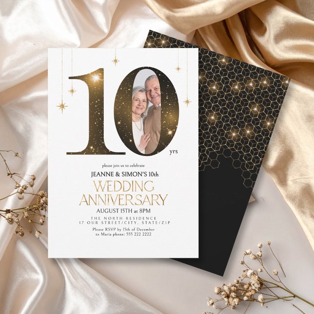 Invitation Faits saillants 10e anniversaire du Mariage Photo  (Créateur téléchargé)