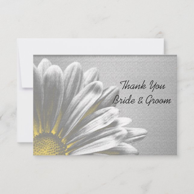 Invitation Faits saillants de la florale jaune Mariage Merci  (Devant)