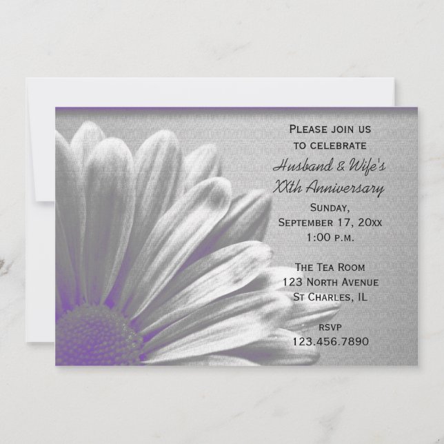 Invitation Faits saillants de mariage de fleurs violettes Fêt (Devant)