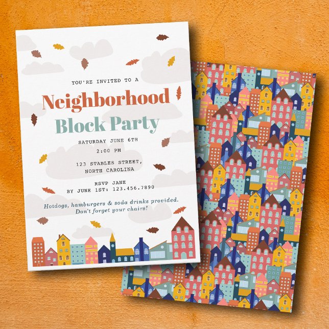 Invitation Fall Autumn Neighborhood Block Party (Fall Autumn Neighborhood Block Party Invitation)